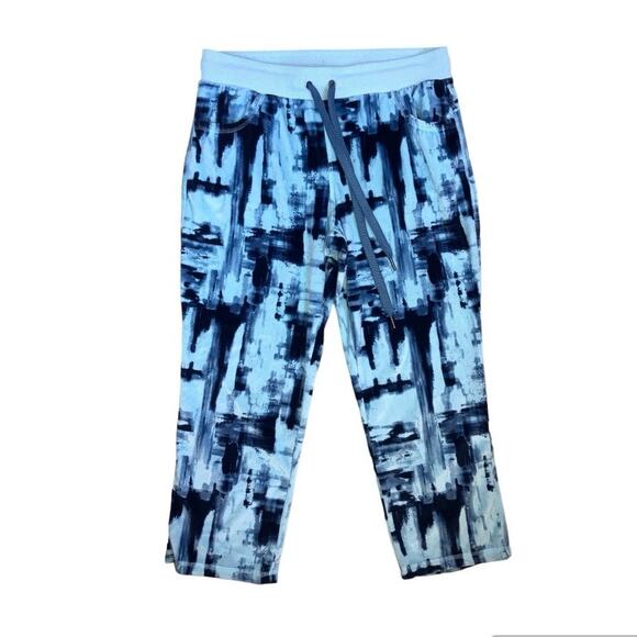 Cozy by Lulalroe Velour Dark Blue Ankle Capri Sleep Pants Medium - Picture 2 of 3